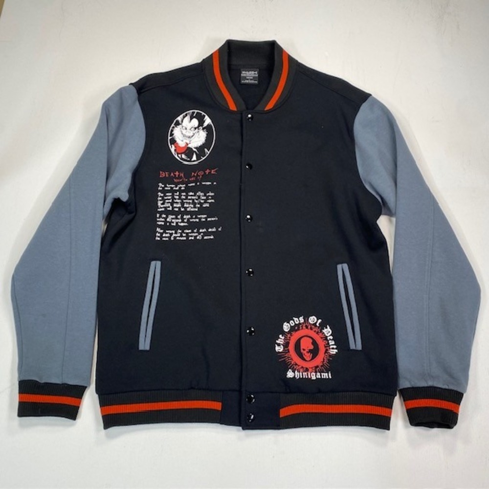 Death Note Ryuk Shinigami Varsity Jacket Viz Media Black Gray Mens Large